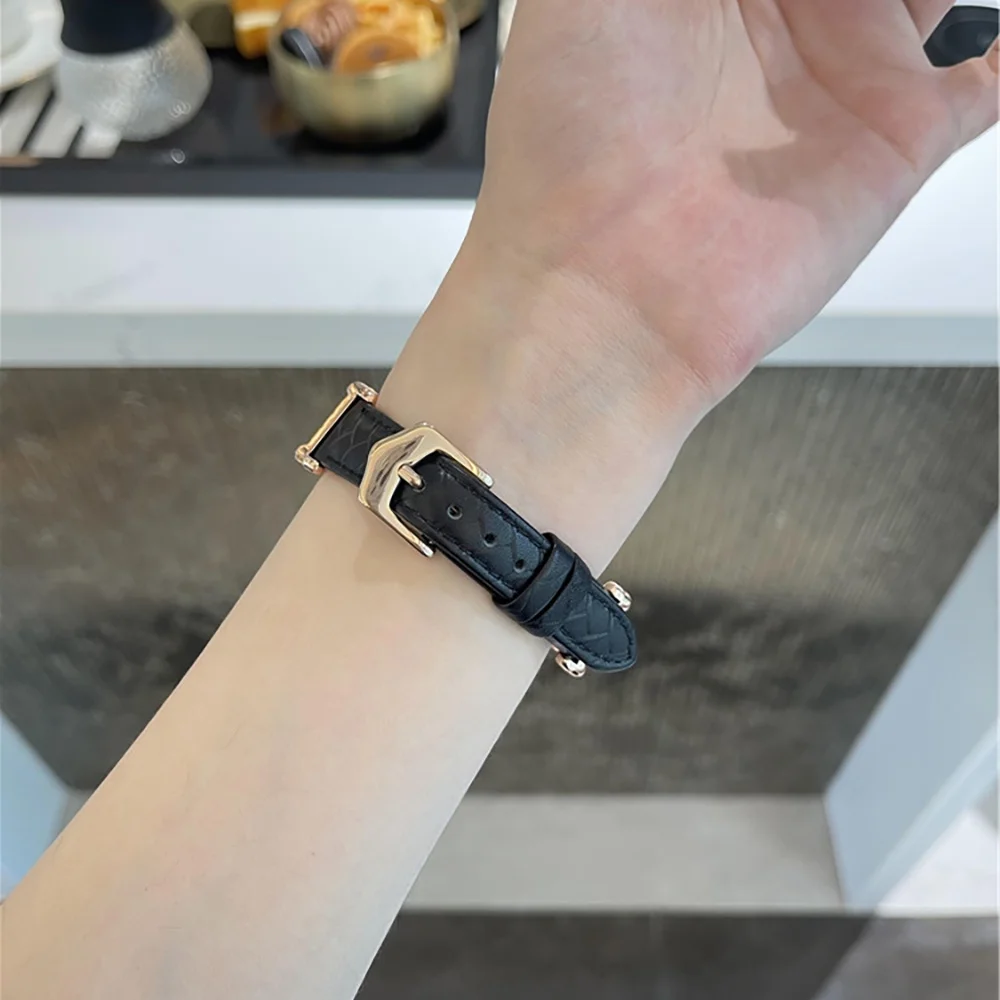 U نوع المنسوجة نمط سبائك الزنك + جلد طبيعي ساعة ل Iwatch الترا 8 7 49 مللي متر 45 مللي متر لامعة حجر الراين حزام ل أبل 41 مللي متر