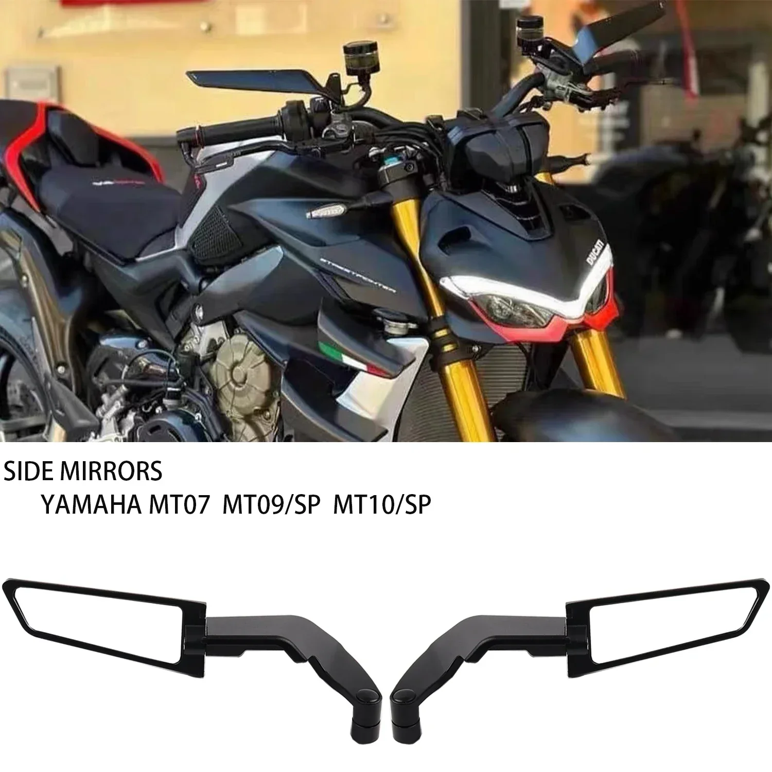 

Для YAMAHA MT 07 MT07 MT 09 MT09 SP MT 10 MT10 SP Мотоциклетные зеркала Stealth Winglets Комплекты зеркал для вращения регулируемых зеркал