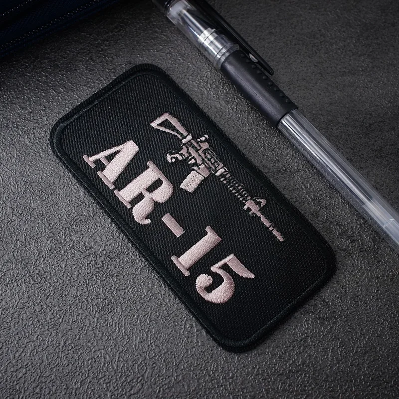 AR-15 Size:10x4.8cm Embroidery Patches for T-shirt Iron on Stripes Appliques Clothes Stickers Sew on Badges