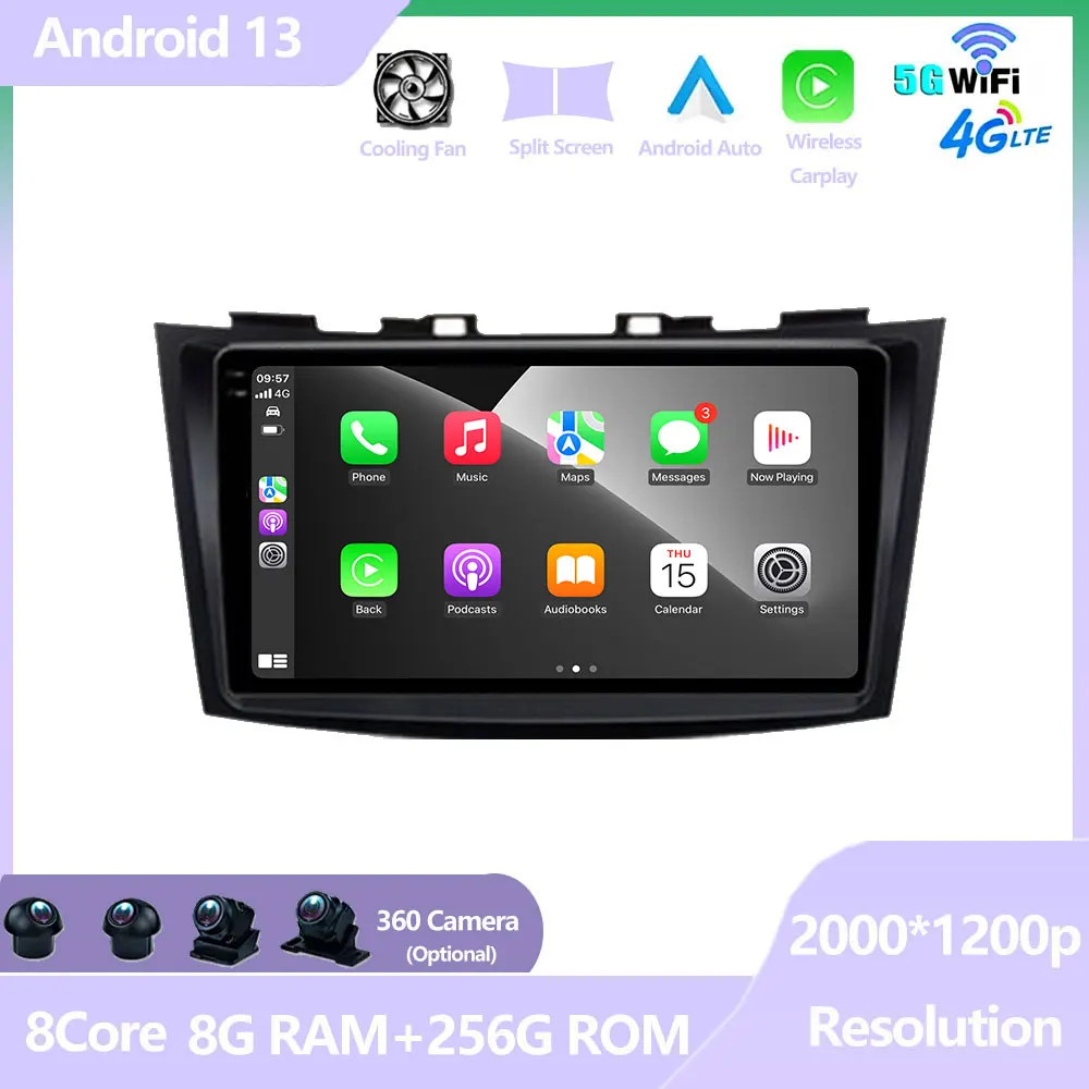 Car Multimedia Radio Player Android 14 For Suzuki Swift 4 2011 - 2017 GPS Navigation Screen Moniter 4G DSP Stereo Carplay WIFI