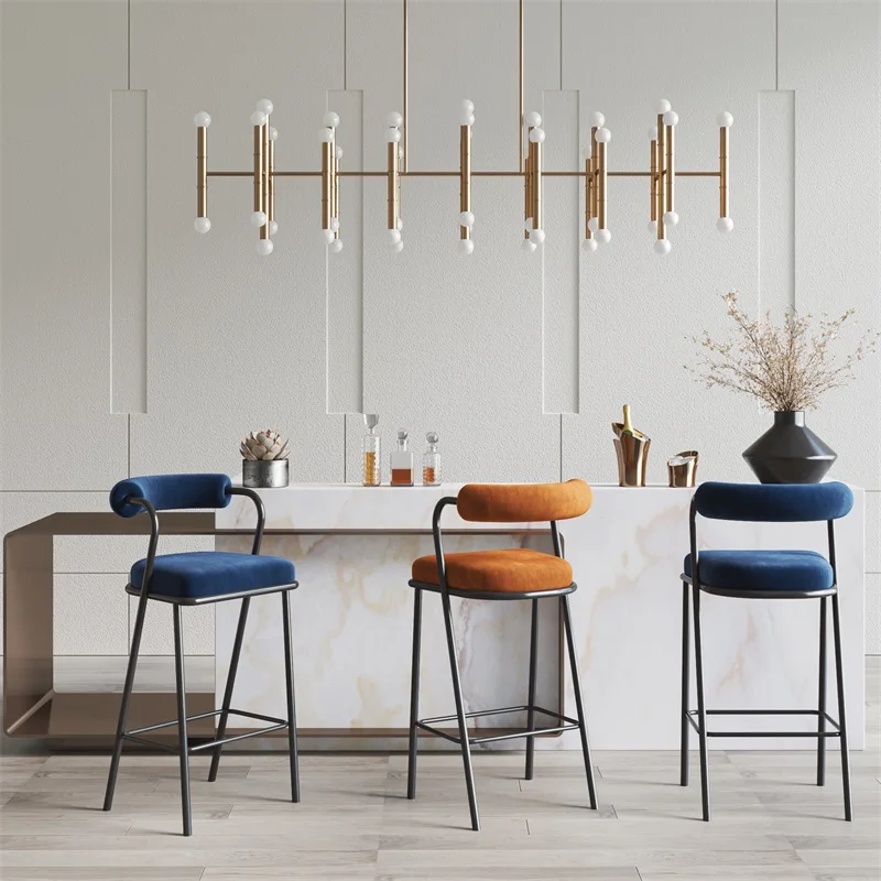 

Gold Breakfast Kitchen Bar Chairs Luxury Modern Design Velvet Dining Room Chairs Lounge Sillas Para Comedor Bar Furniture MQ50BY