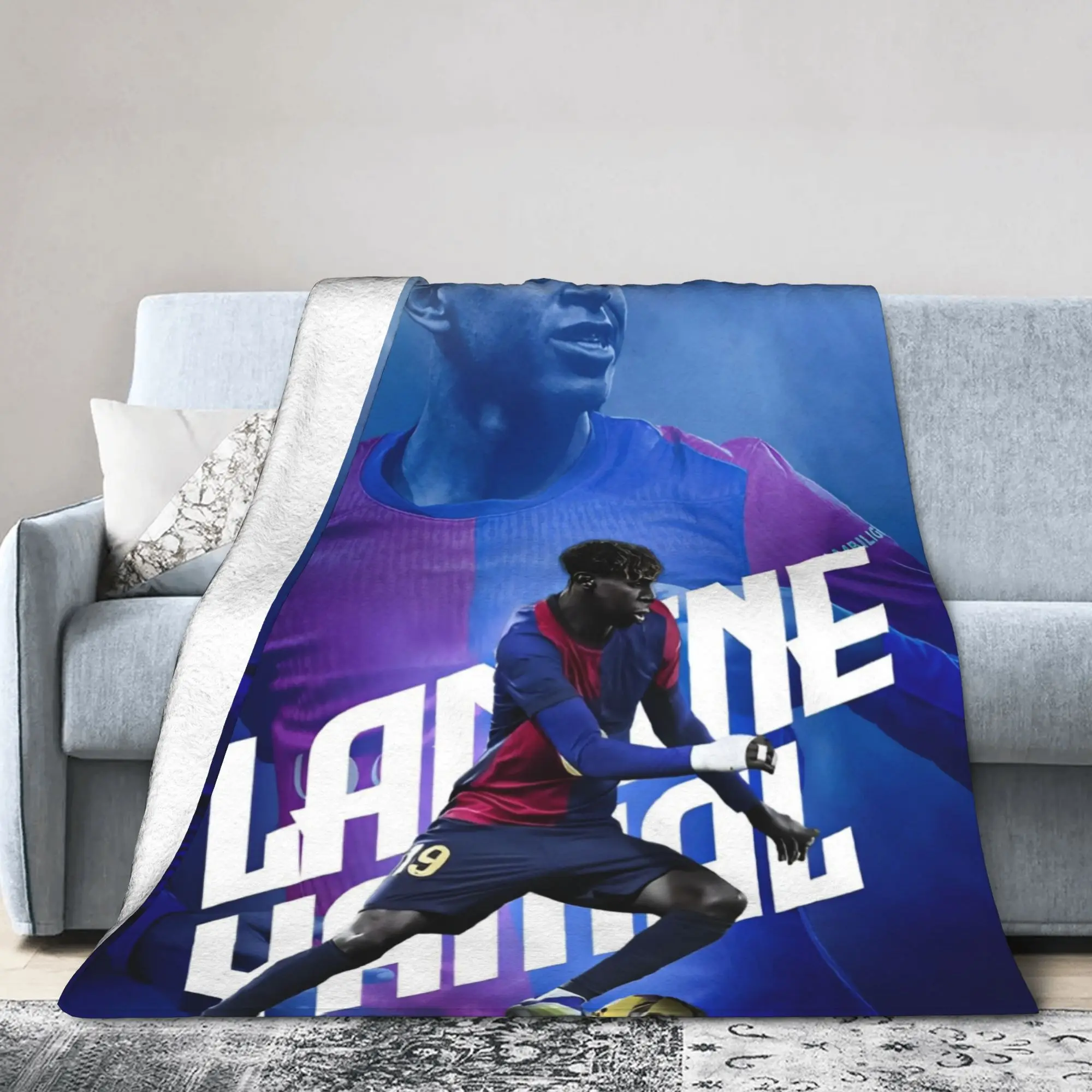Lamine Y-Yamal Number 19 Football Blanket Fleece Summer Air Conditioning  Warm Throw Blankets for Bedding Bedroom Bedspread