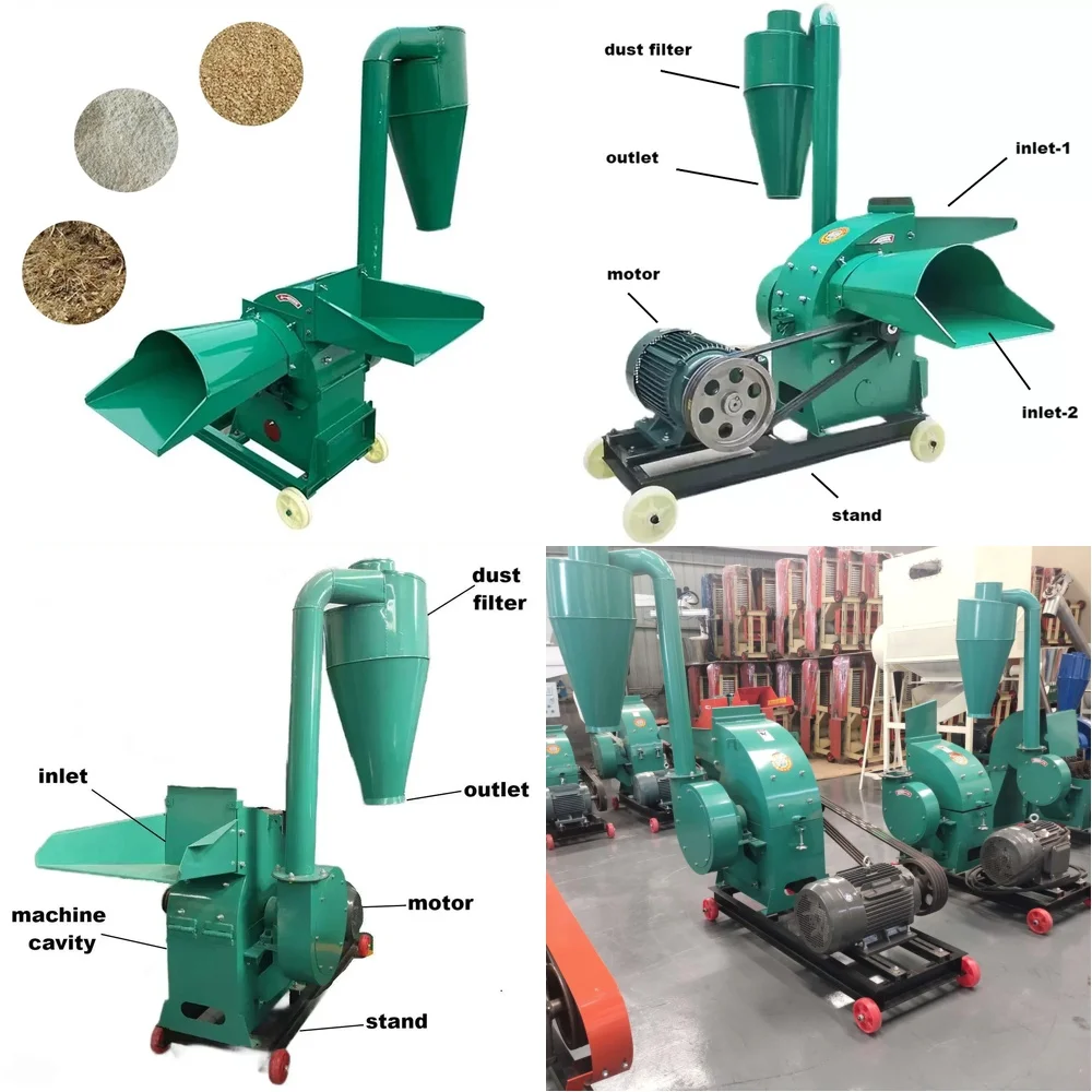 2025 New Commercial Use/Home Use Hammer Mill for Processing Corn Rice Husk Fodder Pig Feed Crusher Machine 220V Motor