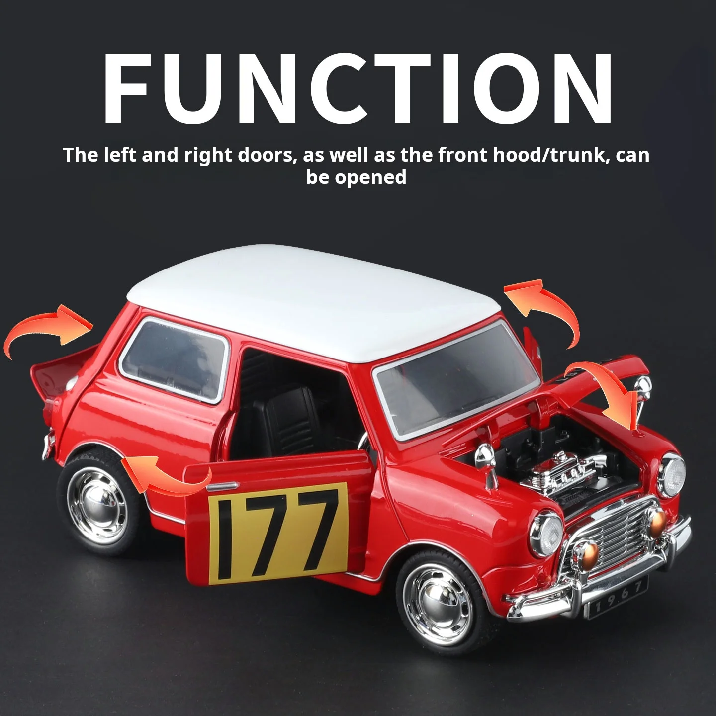 1:32 MINI 1967 Classic Vintage Racing & Retro Car Collectible Edition Model Collection Ornament Desktop Decoration Brithday Gift