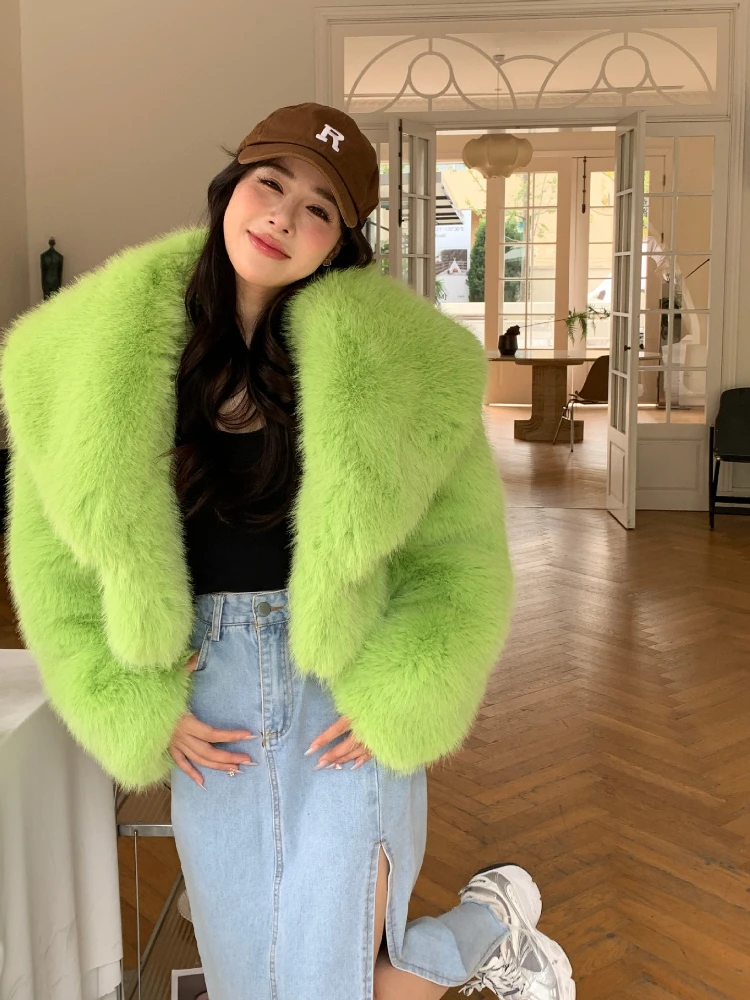 Faux Fur Coats Women Short Jackets Full Sleeve Coat Thick Warm Y2k Streetwear Jacket Work Solid Outerwear Autumn Winter 2025
