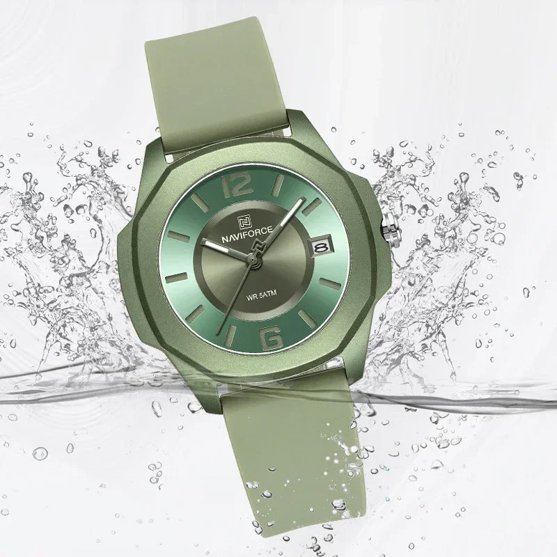 NAVIFORCE NF7107 Watch for Women Silicone Strap Classic Fashion 5ATM Waterproof Ladies Elegant Watch