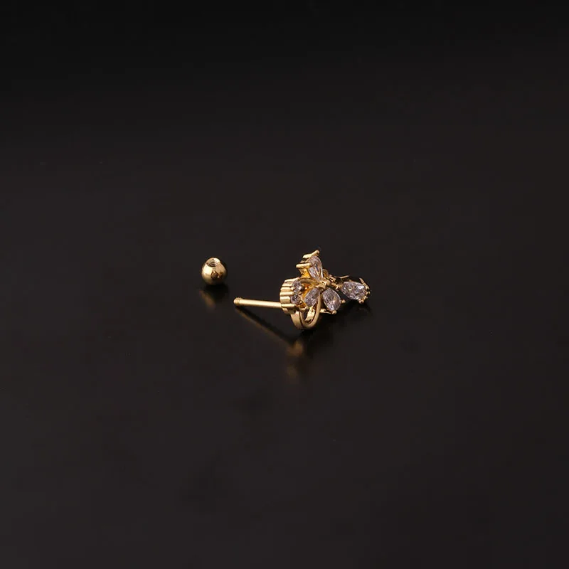 1Piece 20G Stainless Steel CZ Dangle Cartilage Earrings Heart Moon Conch Tragus Helix Snug Screw Back Stud Piercing Jewelry