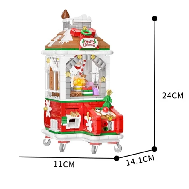 クリスマスドールマシンビルディングブロック、トレンディなプレイパズルアセンブリ、可動式コイン式おもちゃ、デスクトップ装飾品のモデル、ギフト