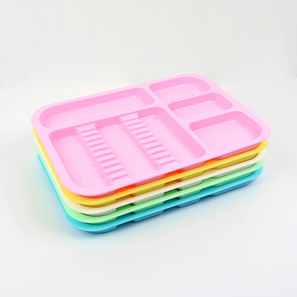 6pcs Plastic Surgical Dental Medical Sterilization Divided Setup Box Autoclavable Instruments Separating Trays for Hospital