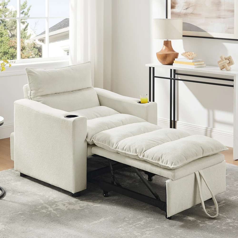 Sleeper Sofa Chair Bed, Convertible Sofa Chair 3-in-1, Adjustable Sleeper Chair Pullout Sofa Bed with Modern Velvet Fabric