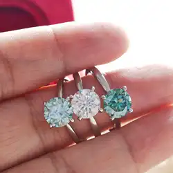 Real D Color 8mm 2 Carat Full Moissanite Ring For Women 100% Sterling Silver Band Plate Pt950 Fine Jewelry Gift