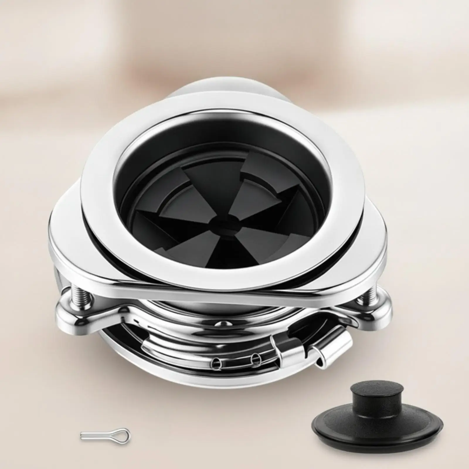 Sink Flange with Cover | Includes Wrench Tool Stainless Steel Body, Garbage Disposal Flange
