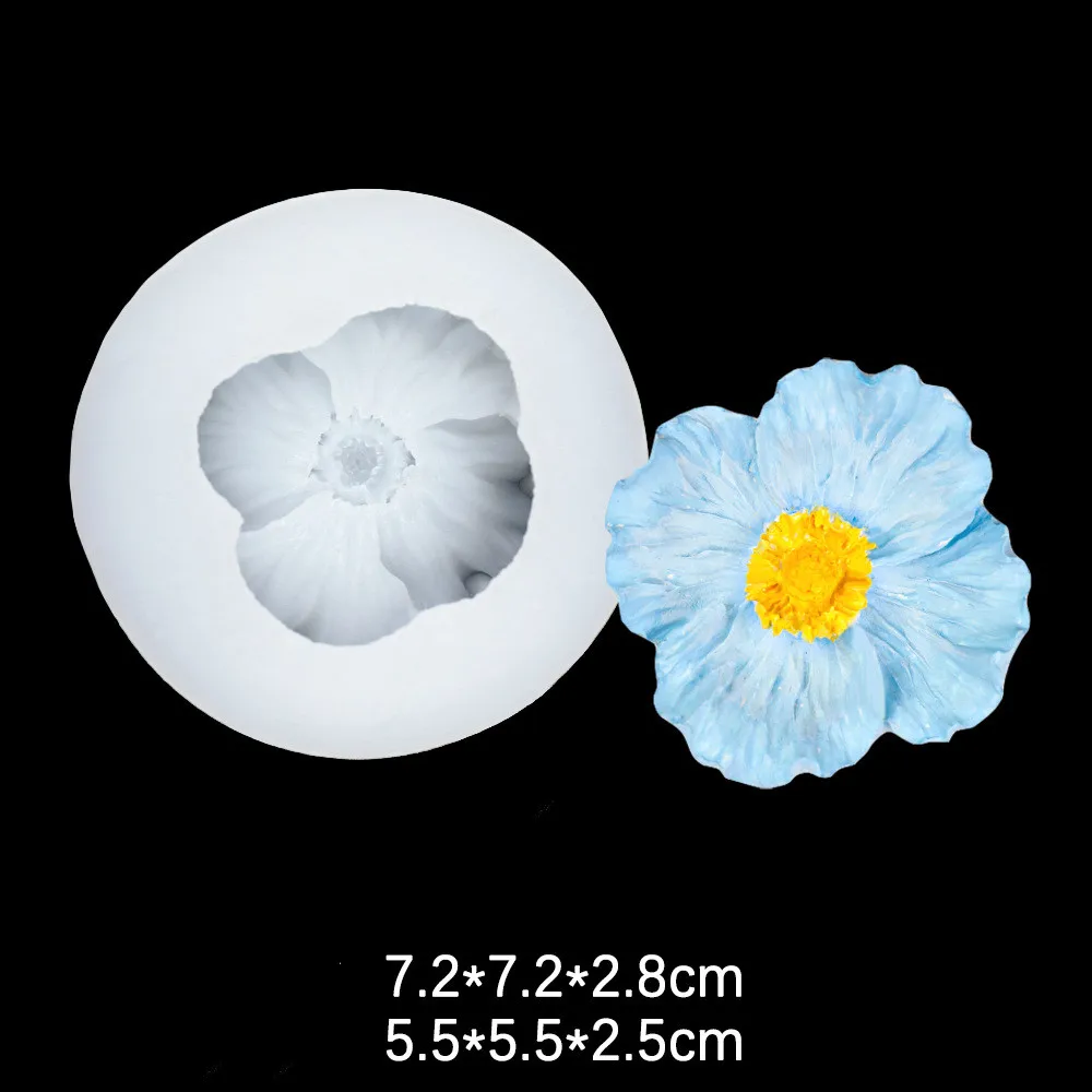 Reusable Poppy Silicone Mold Detailed 3D Botanical Design for Candle Making Resin Art Plaster Casting Non-Stick Easy Release