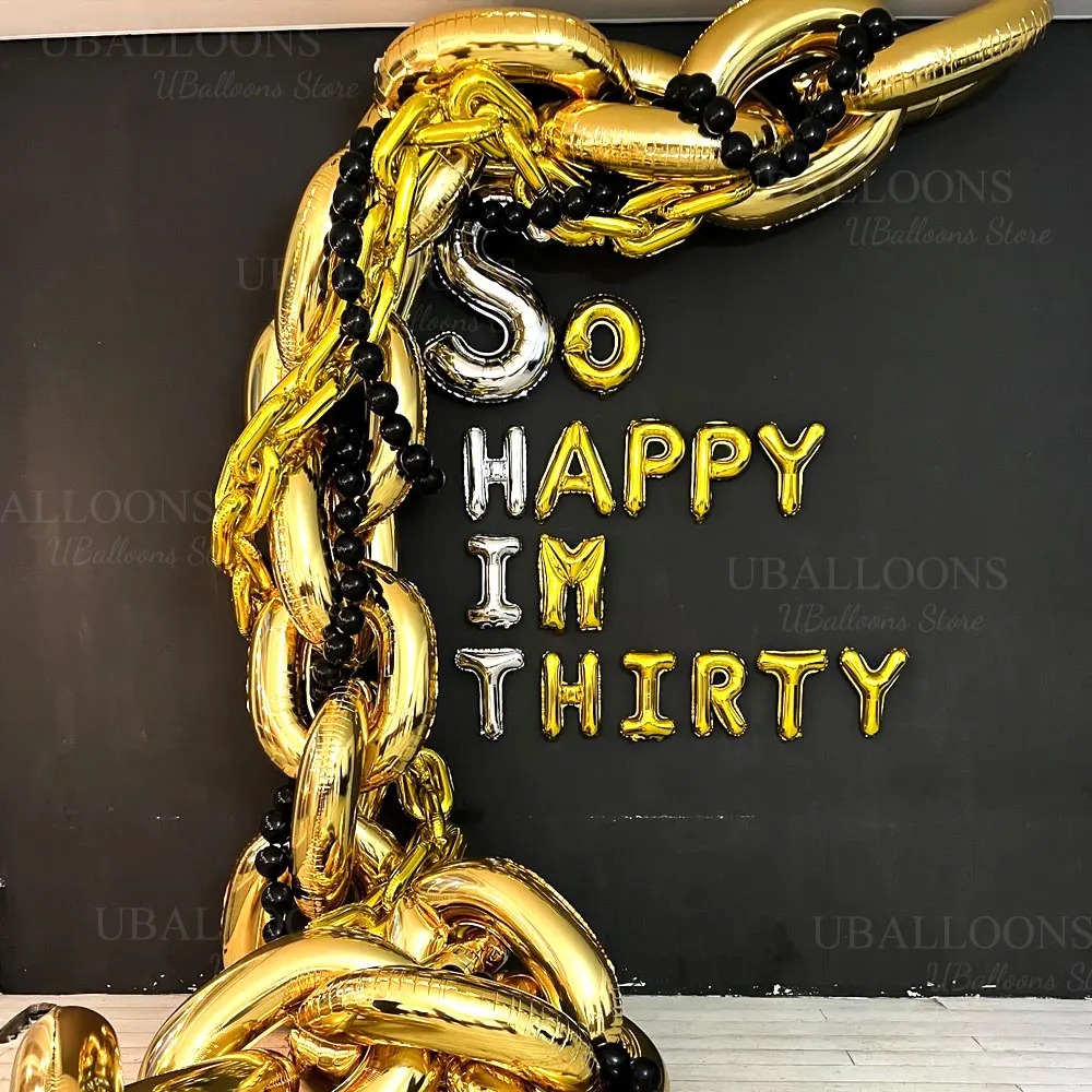 10 Stück Kettenballons 16/32 Zoll Metall Silber Gold Kettenverbindungsballons Bögen für 80er 90er Jahre Themed Geburtstag Weihnachten Party Dekor