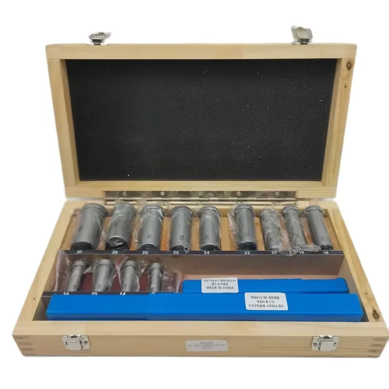 22Pcs Keyway Broach Set Industrial Tools for Lathe Metric Sizes 4/5mmB1 6/8mmC Broaches 13pcs Bushings 5pcs Shims Metalworking T
