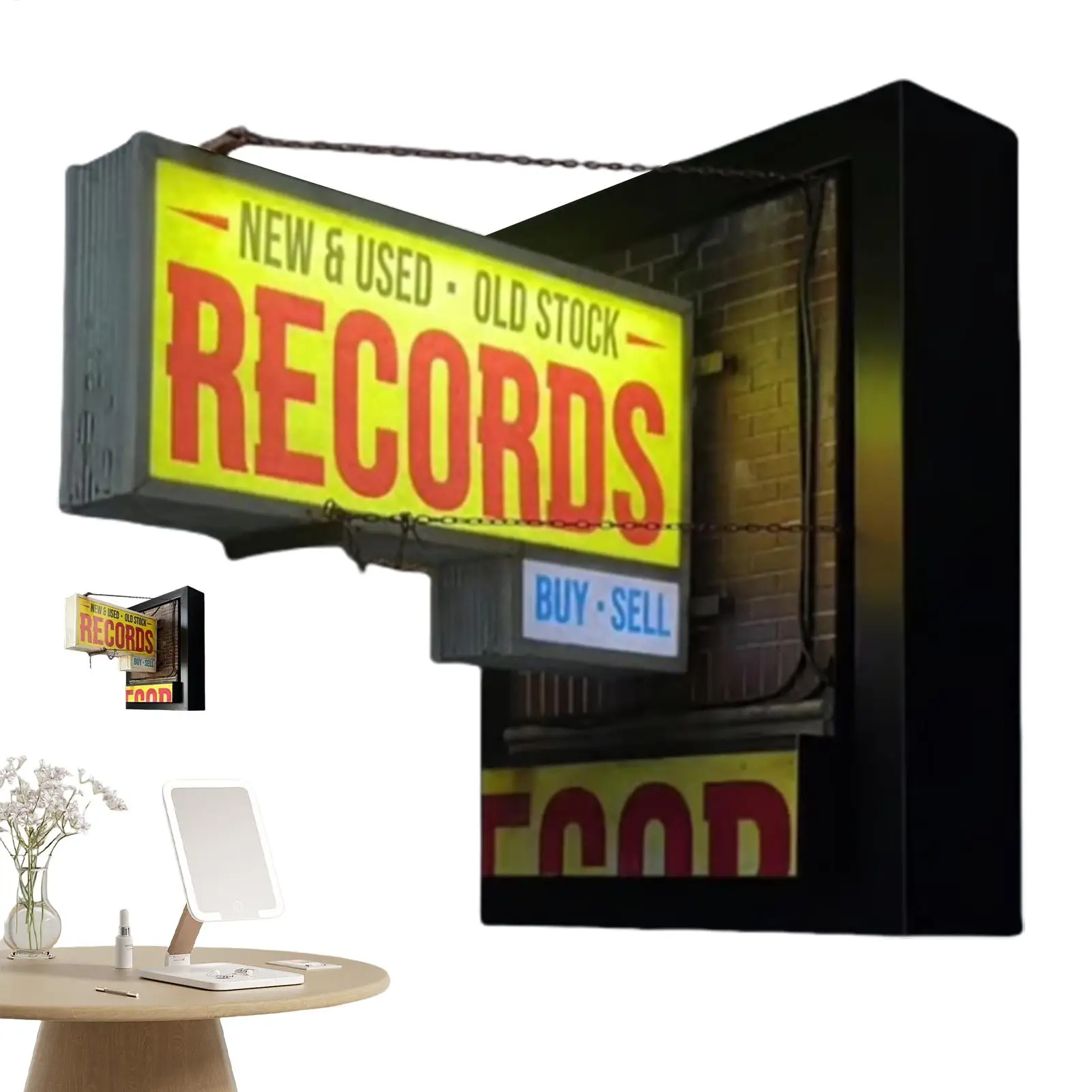 

Vintage Record Store Wall Light LED Wall Sconce for Record Store Yellow Eye-Catching Sign Elegant Exquisite Illumination