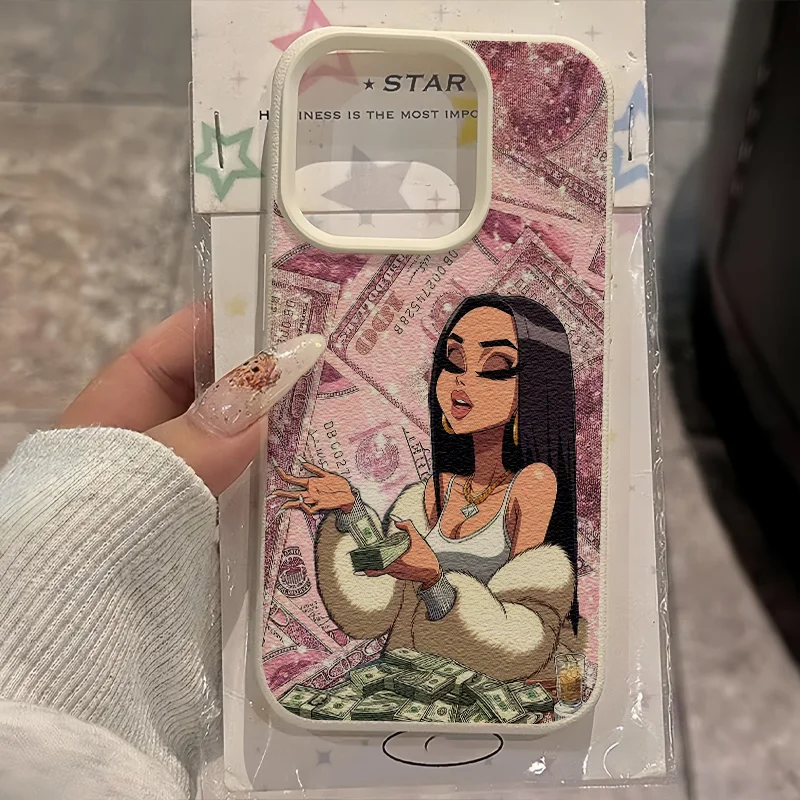 American Retro Pink Money Rich-Girl Style Phone Case for Samsung S26 S25 S24 S23 S22 S21 S20 Note20 Ultra Plus A73 A55 5G Cover