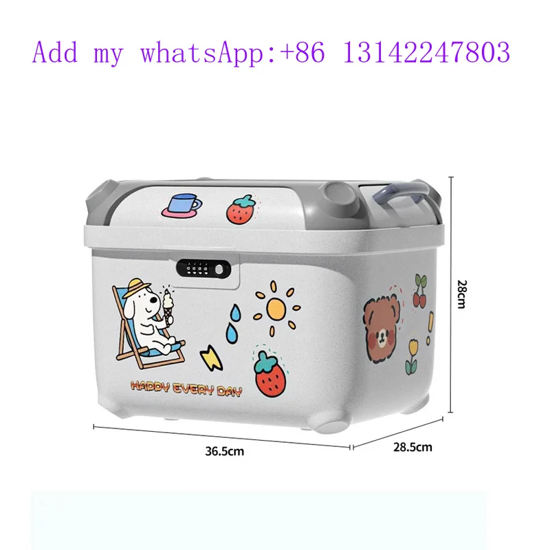 36L Motorcycle Tail Box Cartoon Animal Scratch Resnt Anti-Theft Electric Vehicle Motorcycle Travel Waterproof Password Trunk