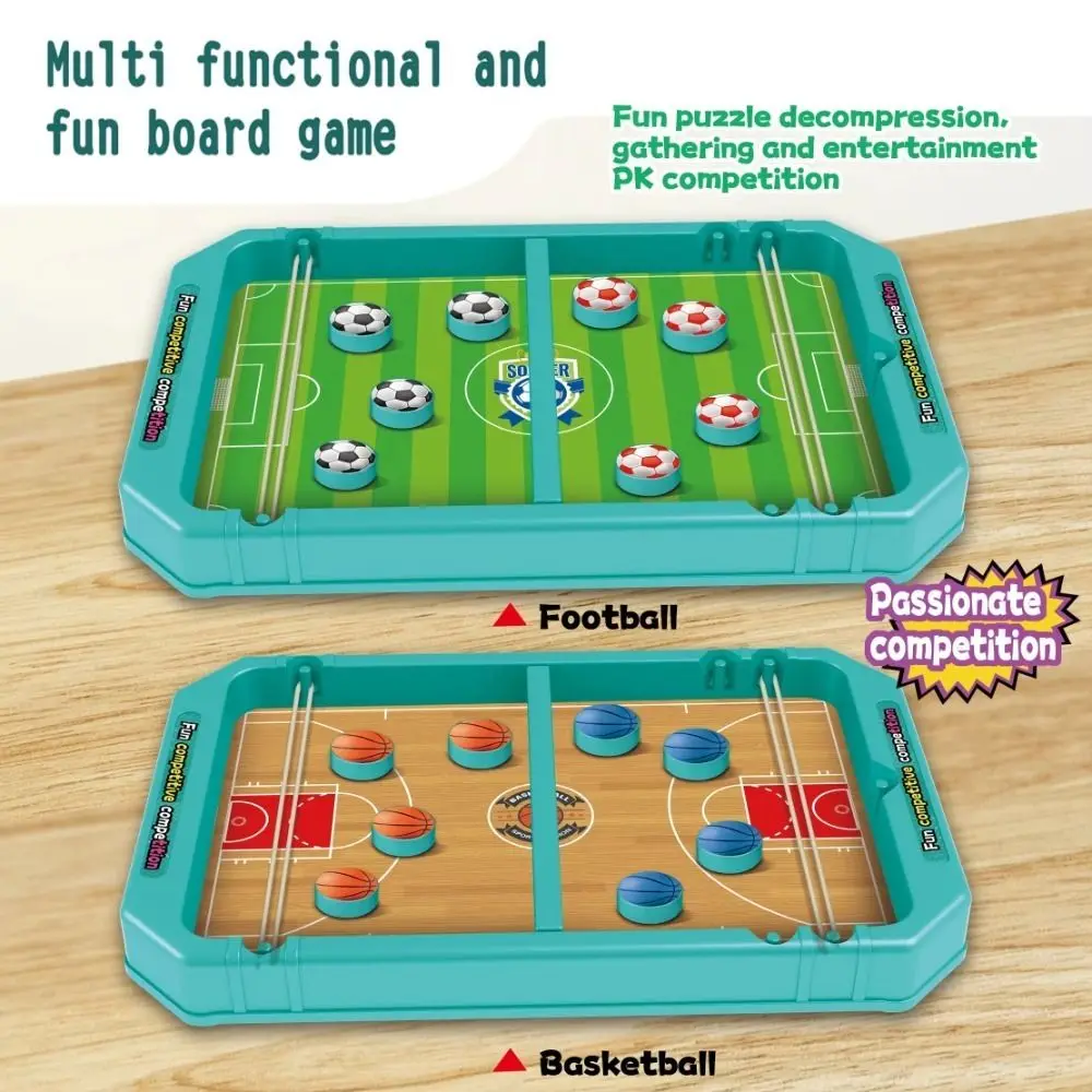 6 in 1 Tabletop Foosball Game Toy Parent-Child Interaction Bowling Basketball Soccer Ball Launcher Board Game Mini