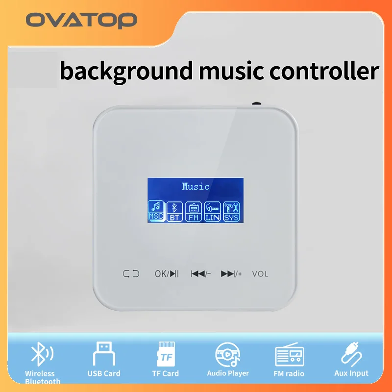 86k  Mini Bluetooth Amplifier Wall Audio Background Music Player Home Theater Controller Sound System TF Card USB FM