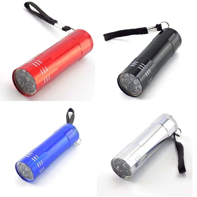 Mini Protable 9 LED Flashlight Light Torch Light Lamp for Outdoor Camping Hiking White Light