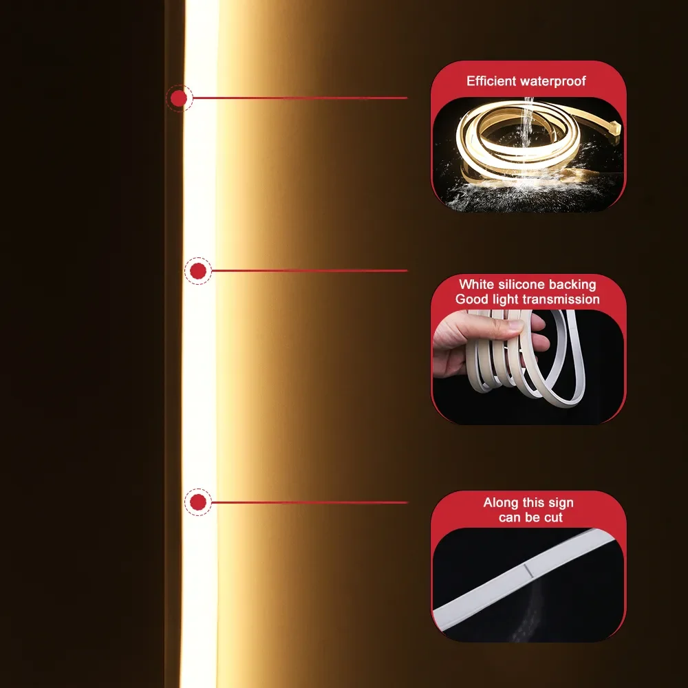 Tuya Smart-Fita LED regulável, tiras de néon impermeáveis, fita flexível, controle remoto, Bluetooth, controle WiFi, COB, 220V, 288LEDs/m