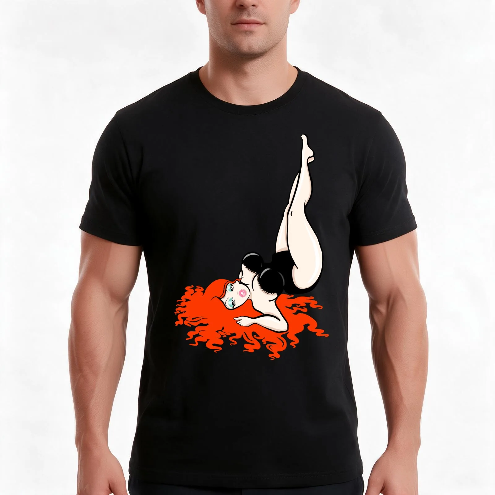 Ravishing Reclining Redhead T-Shirt, Summer Casual Cotton Tee, Oversized Streetwear Tops, Vintage Graphic Print, 100% Cotton