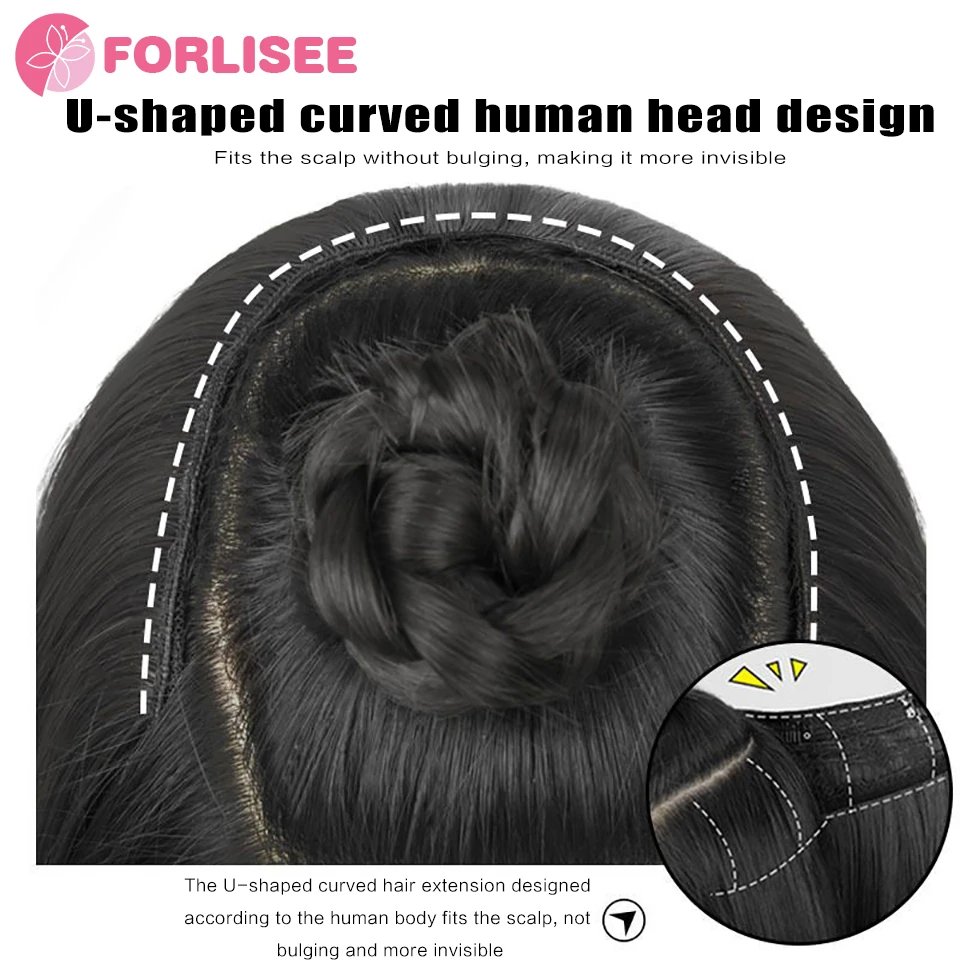 FORLISEE-Peruca Sintética Feminina, Remendo Fofo para Extensão de Cabelo com Clavícula, Aumentar Volume, Invisível e Sem Traços, 1 pc