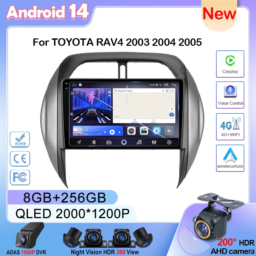 

For Toyota RAV4 2 CA20 CA20W XA20 2003-2005 Head Unit Android Auto Radio Multimedia Player GPS Navigation Carplay NO 2din DVD