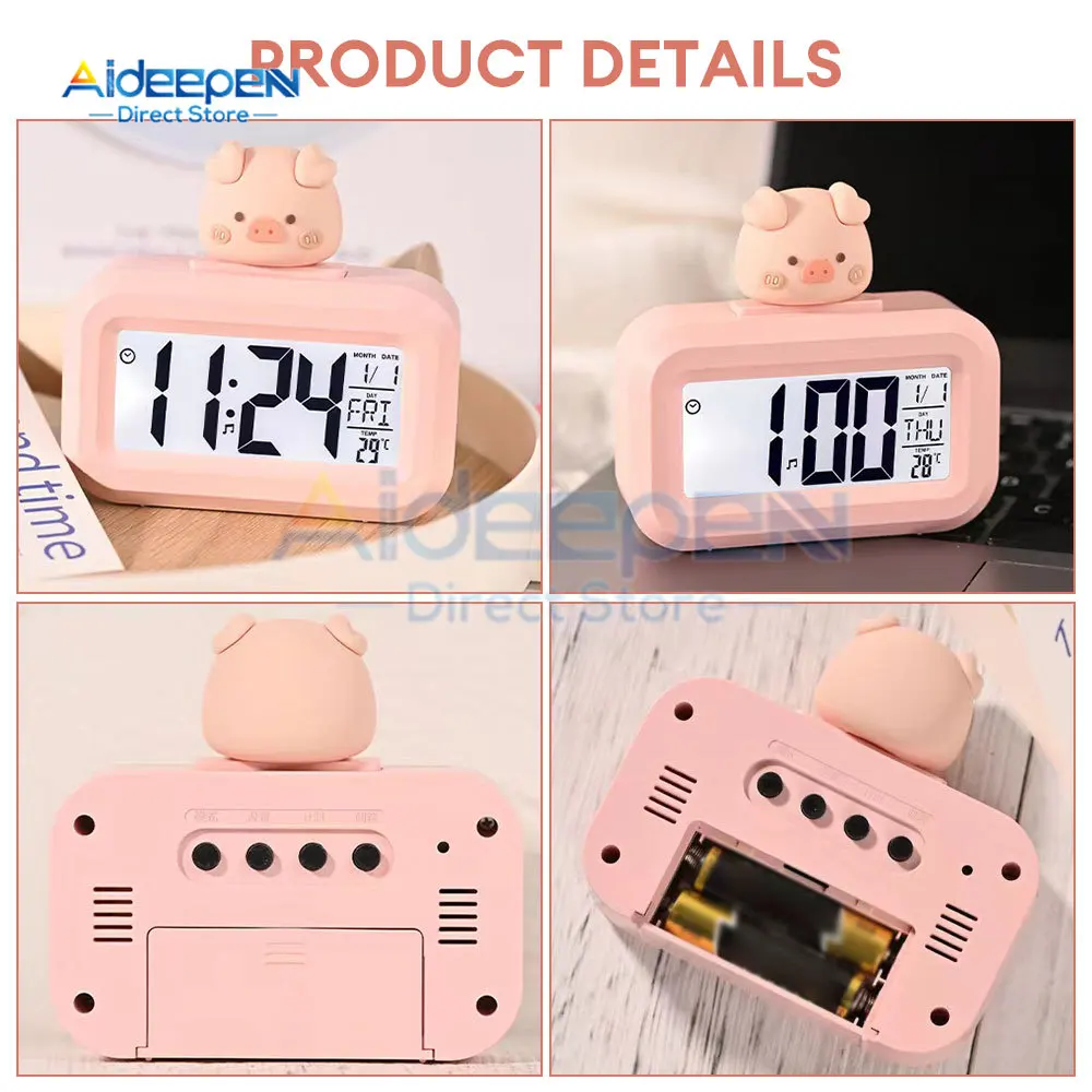 Jam Alarm pintar Mini, Timer Mini, jam Alarm kecil elektronik samping tempat tidur senyap