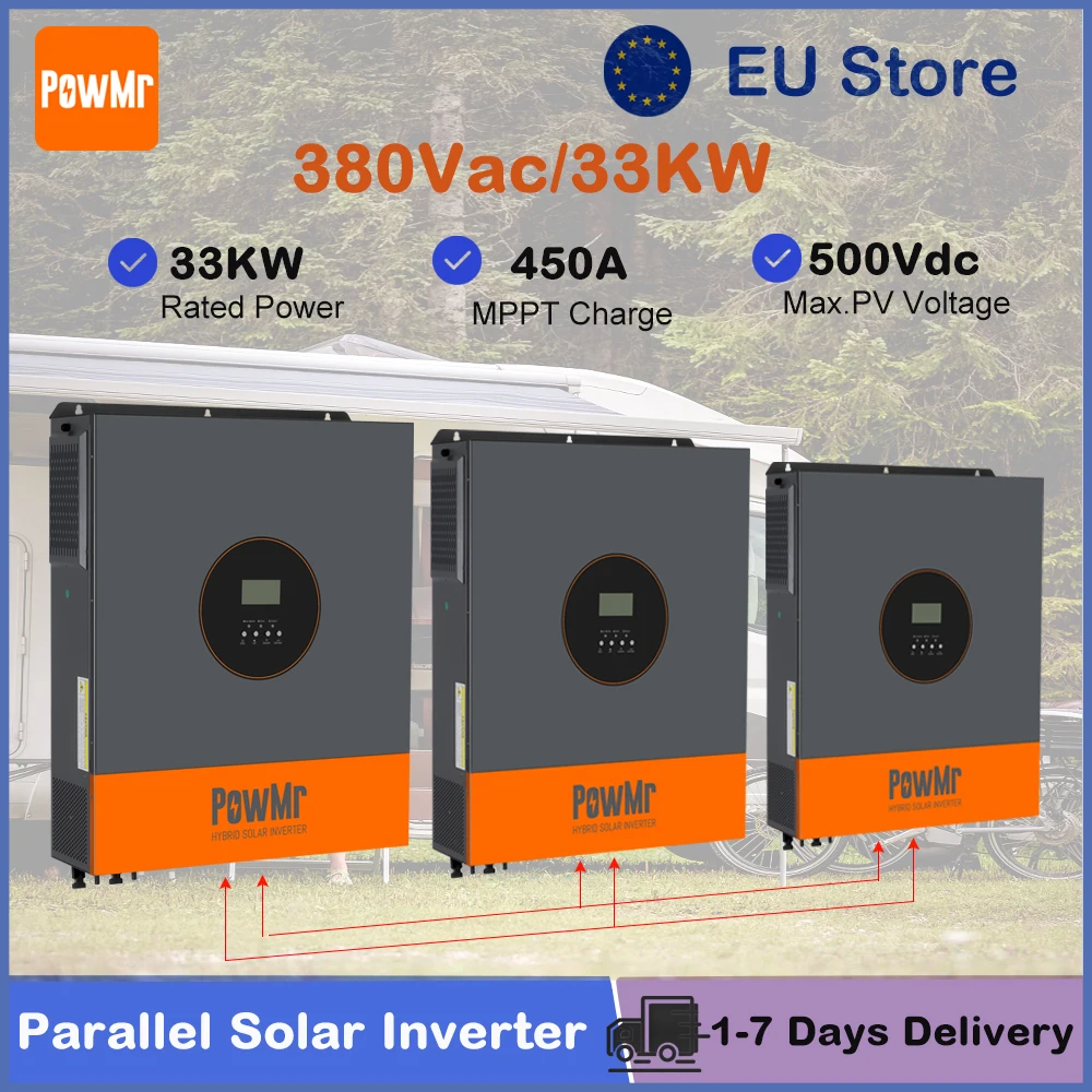 PowMr 3-fasen 18,6 kW hybride zonne-omvormer 48V DC naar 380V MPPT zonnelader parallelle stroomomvormer geschikt voor lithium batterijen voor thuisgebruik