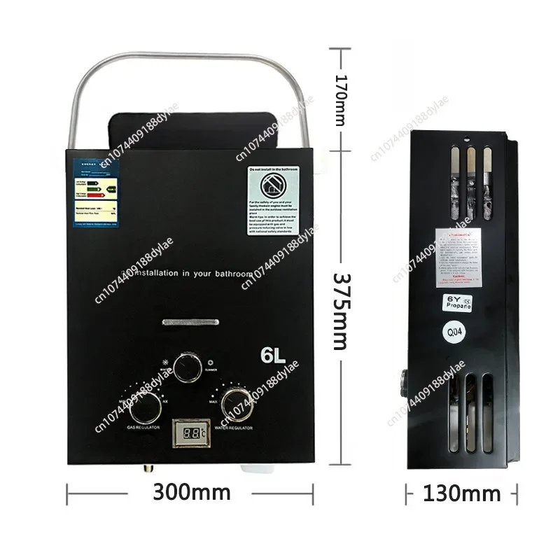 Calentador de agua sin tanque de Gas propano de 6L, caldera eléctrica instantánea de LPG, calentador de agua caliente con Kit de cabezal de ducha para el hogar, RV, Camping, 12kW