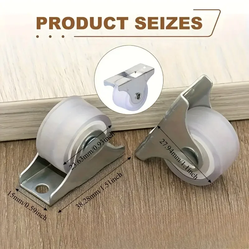 8pcs Furniture Casters Mute Wheel 1-Inch Replacement Wheel Trolley Dining Table Roller Soft Rubber Directional Roller Hardware
