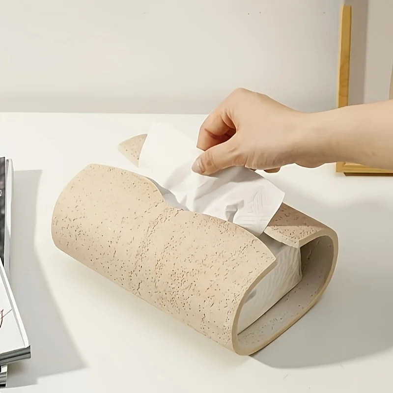 

Resin Tissue Box Holder, Rectangular Artificial Stone Design Dispenser for Home and Bathroom Decor, Bedroom & Living Room