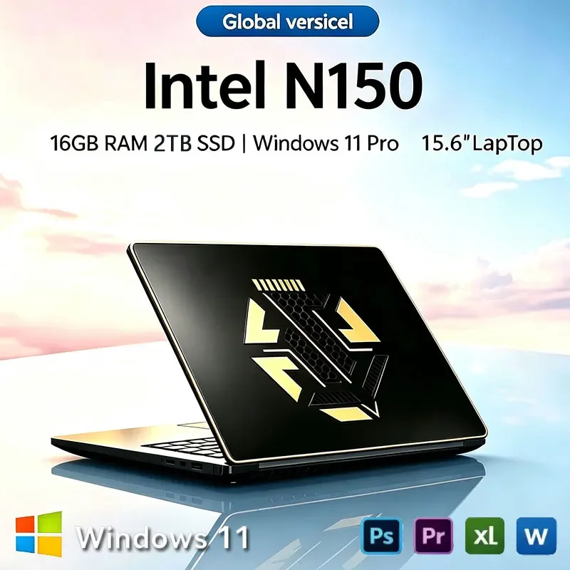 2026 NEW Intel N150 Notebook Windows 11 Pro 15.6 Inch Laptop 16GB 32GB RAM 1TB/2TB SSD 1920*1080 HD Unlock Backlit