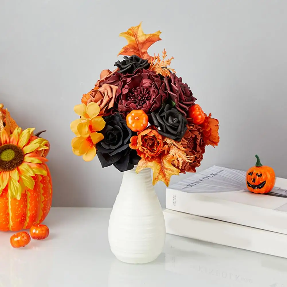 

Thanksgiving Artificial Flower Halloween Artificial Flower Gift Box Set Realistic Fake Silk Bouquet for Fall Harvest Festival