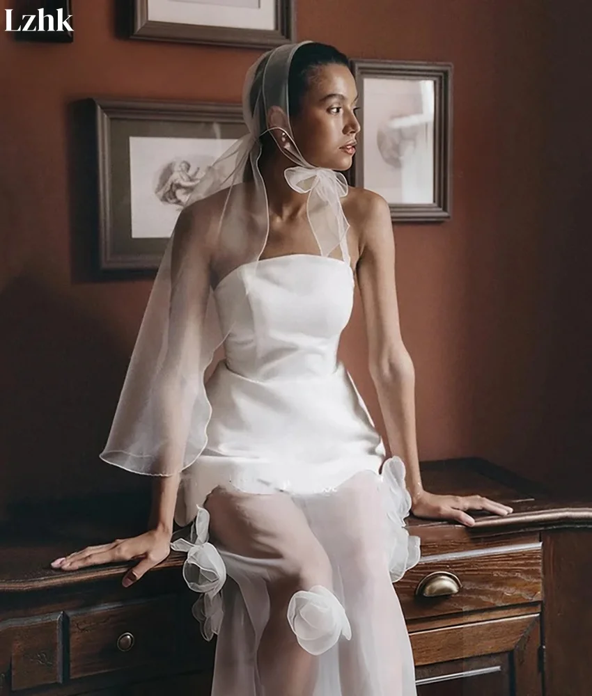 تخصيص مثير تول مستقيم 3D الزهور مساء اللباس مزاجه حمالة أكمام الطابق طول فساتين مناسبة مخصصة