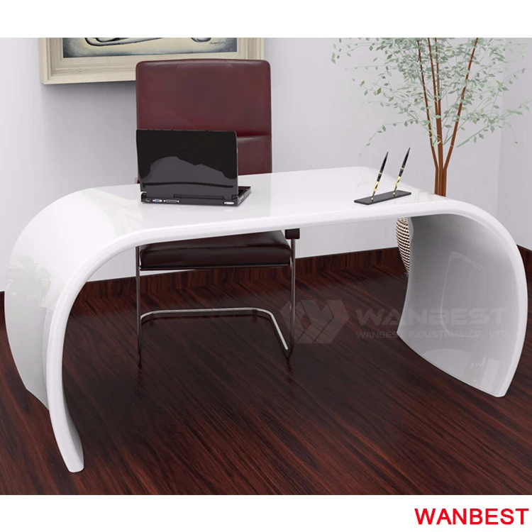 Luxury Acrylic White Executive Manager Room Office Computer Desk Home Study Table