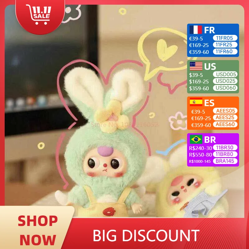 Original Baby Three Blind Box Macaron Little Rabbit Series Anime Figure vinyl Mystery Box Cajas Kawaii Decor Dolls Surprise Gift