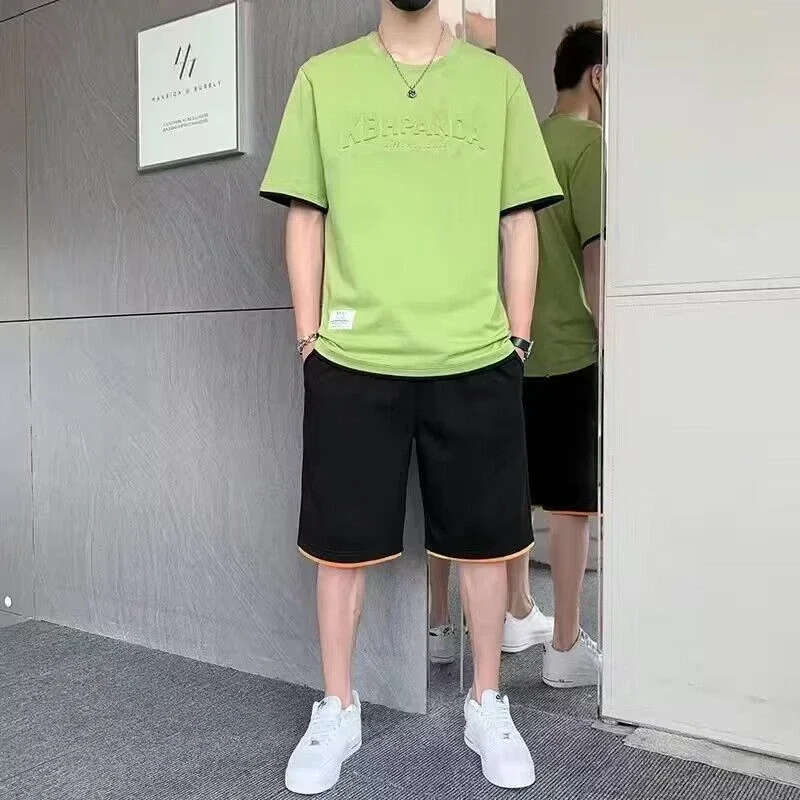 

T-shirts Shorts Suits for Men Sweatsuit Tracksuit Oversized Sweatshirts Man Sets Cotton Essential Cheap Clothes 2024 Trend Loose