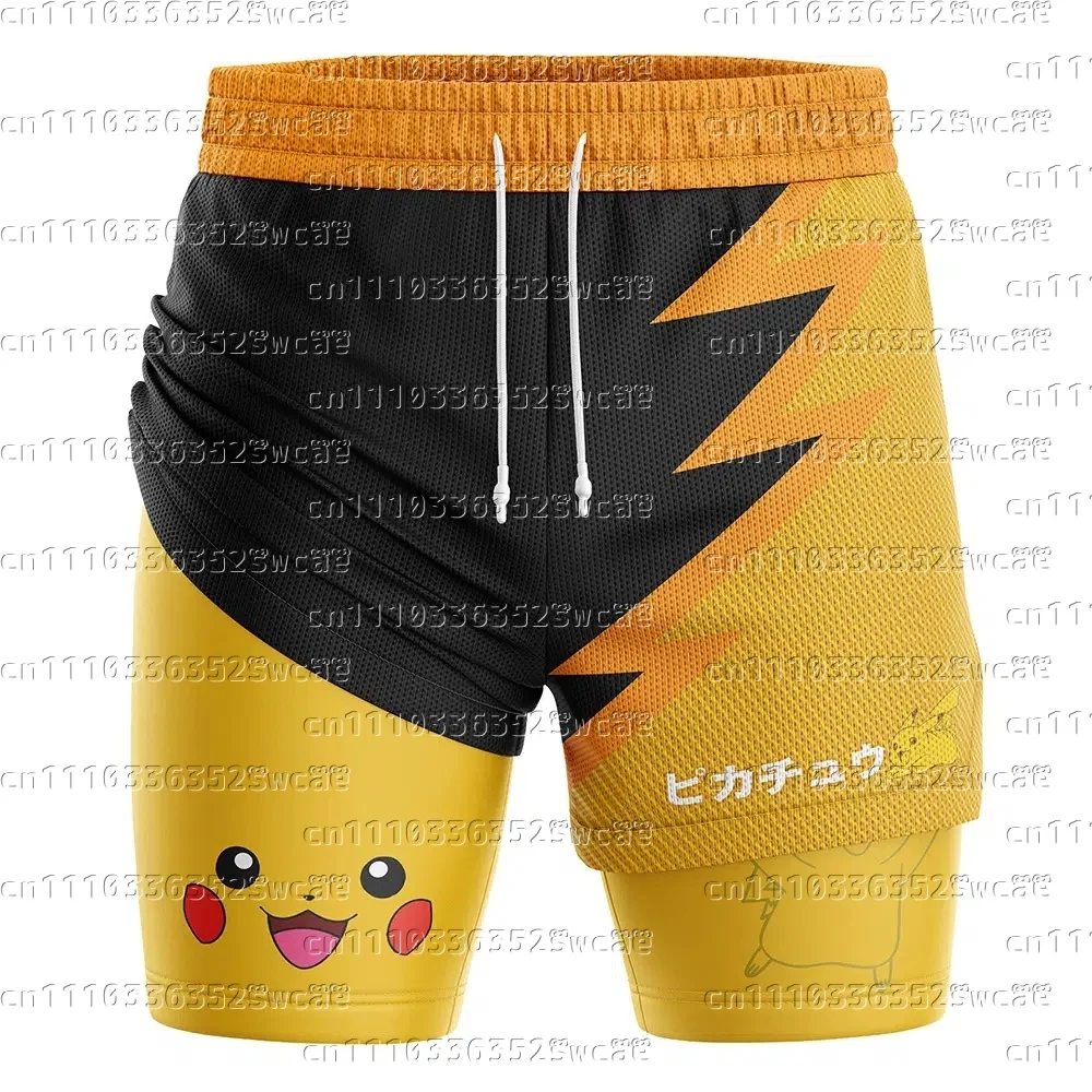 Potdemiel Brand Animation Pok É Mon Series Shorts Theme Fashion Summer 2-in-1 Sports Shorts New Family Matching
