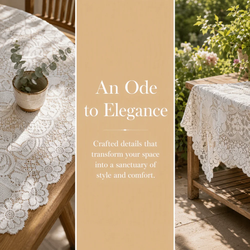 90x90cm Lace Tablecloth Hollow Pattern Retro Embroidered Style Table Cover White Crochet Design Embroidered Tablecloth