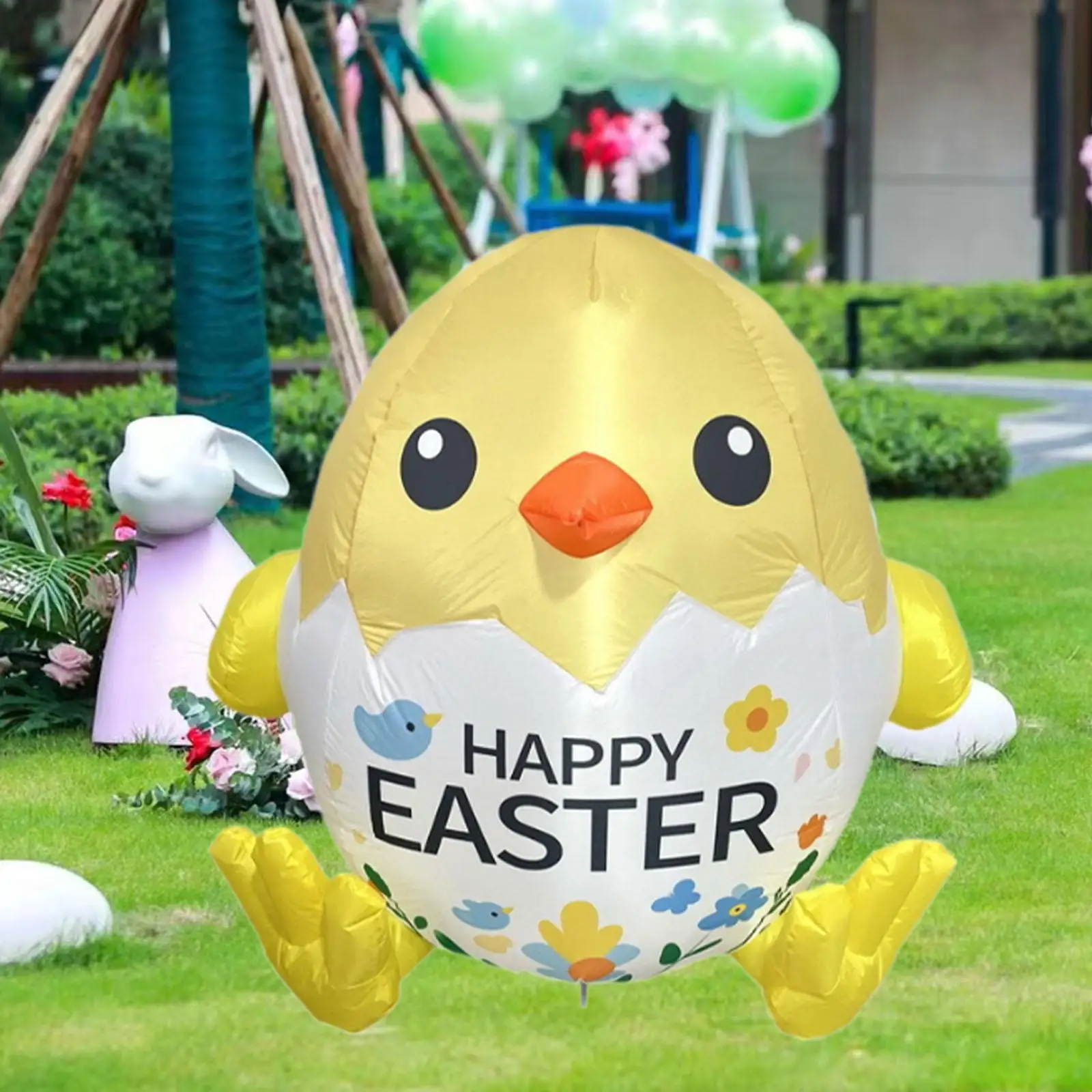 4.37 ft Easter Inflatable Toy Lighted Blowup Chick for Backyard Party Yard
