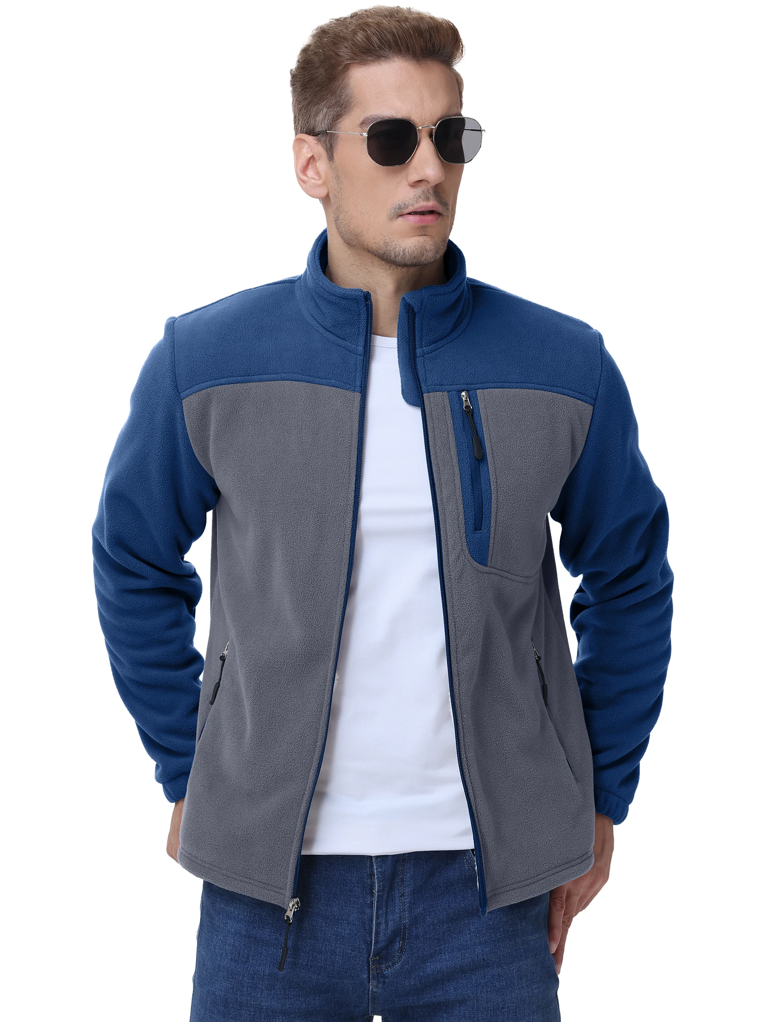 Herren Warme Polarfleece-Jacke mit Vollreißverschluss, Windbreaker mit mehreren Taschen, Arbeits- und Wanderjacke für Herbst & Winter – Detail 24