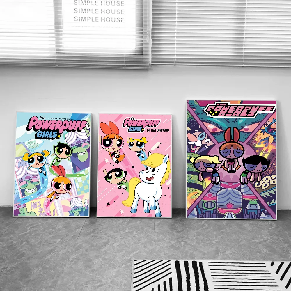 1PC Cartoon The Powerpuff Girls Poster Paper Print Home Living Room Bedroom Entrance Bar Restaurant Cafe Art Painting Decoration