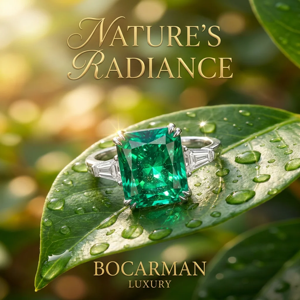 Bocarman Ehering S925 Silber Rechteckiger Mintgrüner Eisschliff Zirkon Elegantes Jubiläumsgeschenk für Sie – Detail 6