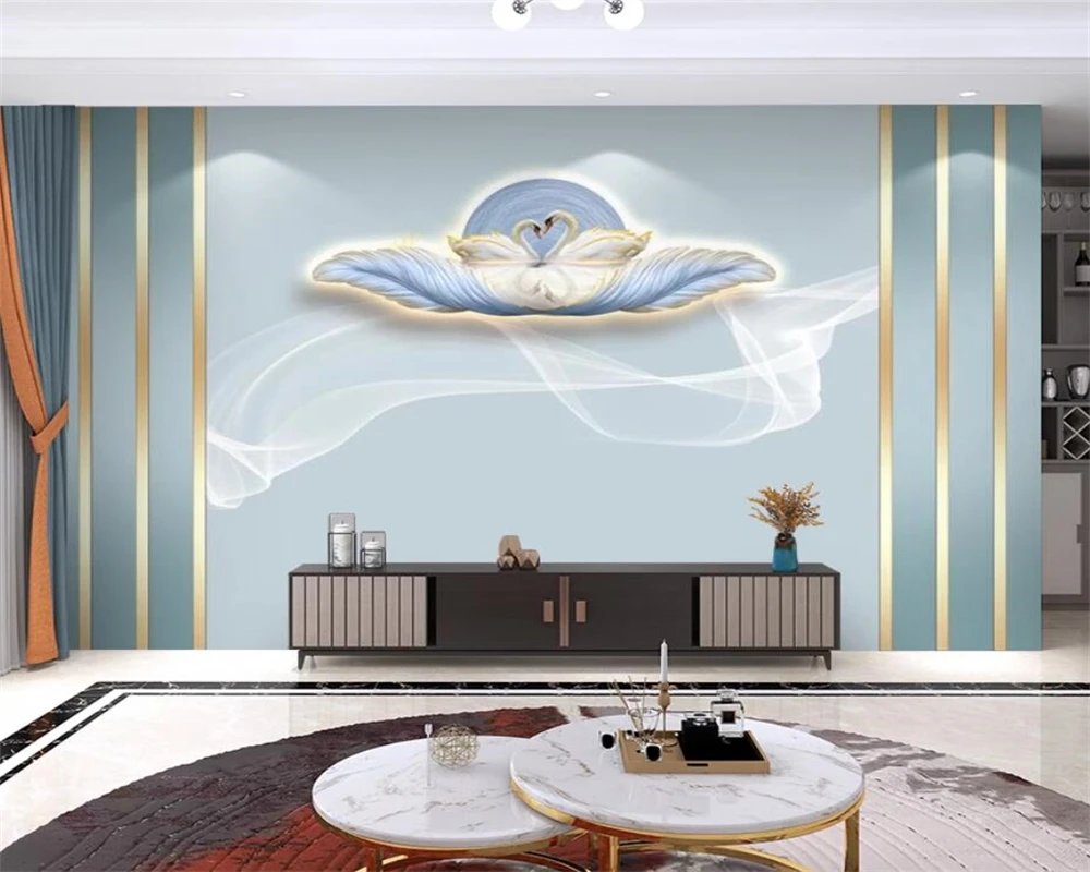 beibehang Customized New TV Background Abstract Feather Bedroom Film Wall Mural Painting Living Room Sofa Wallpaper