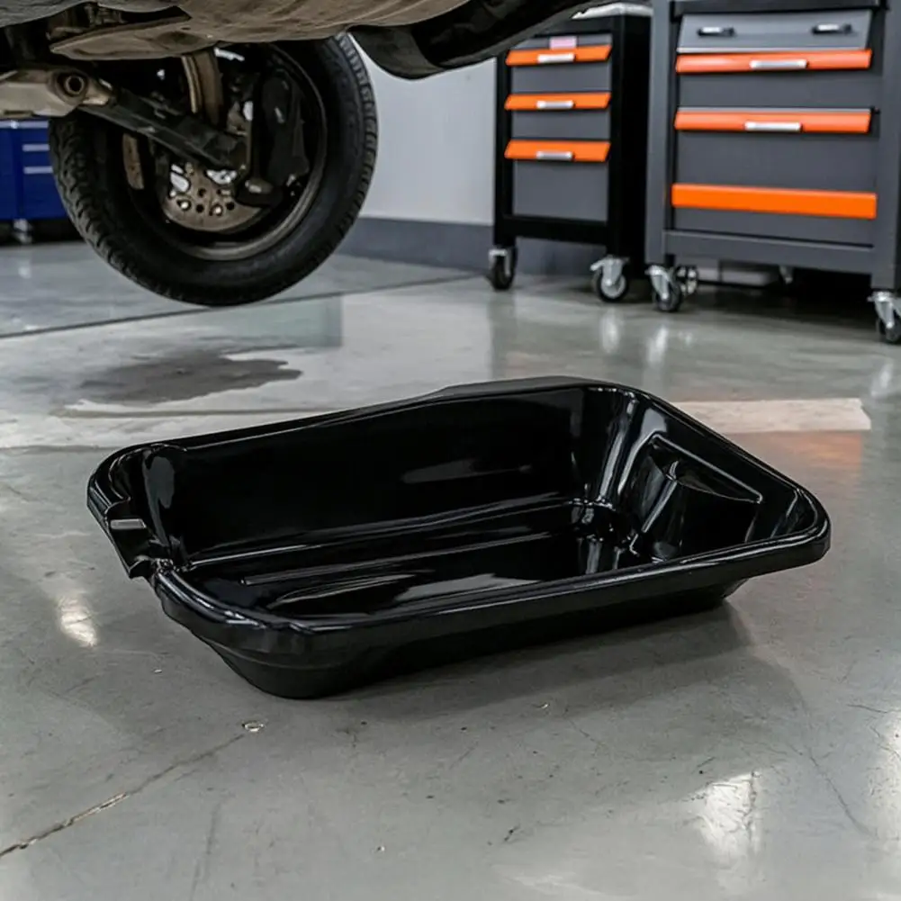 2.5L Oil Drain Pan for Car & Motorcycle High Temp Resistant Plastic Oil Catch Pan with Pour Spout & Tool Drying Rack, Leak-Proof