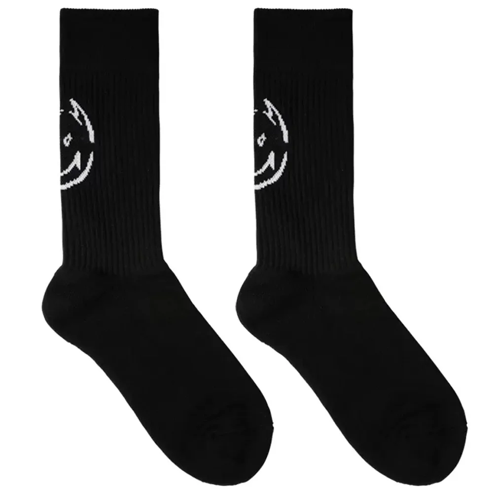 

Men's Black Imp Print Towel Sole Sports Socks Combed Cotton Trend Men's Fitness Socks