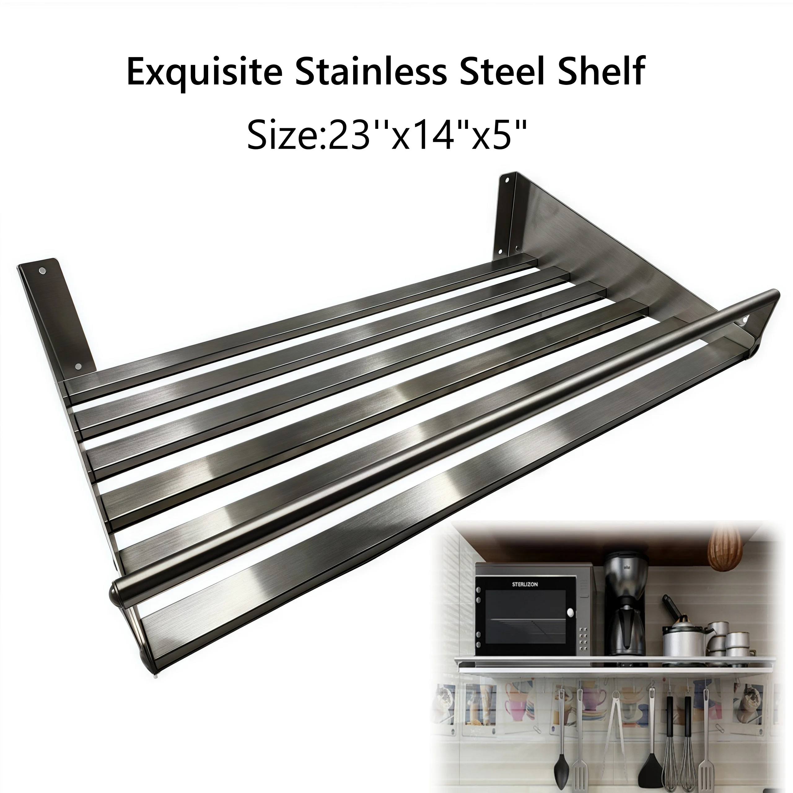 

Stainless Steel Storage Rack Wall Mounted Multifunctional Metal Storage Rack, for Kitchen Seasoning Cans and Home Storage